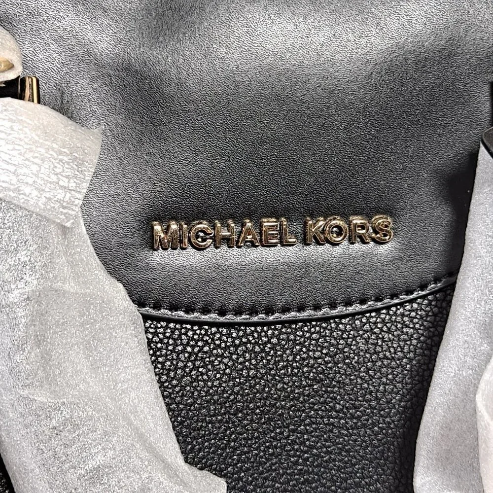 MICHAEL Michael Kors Maya Black Pebbled/Smooth Leather Satchel NWT